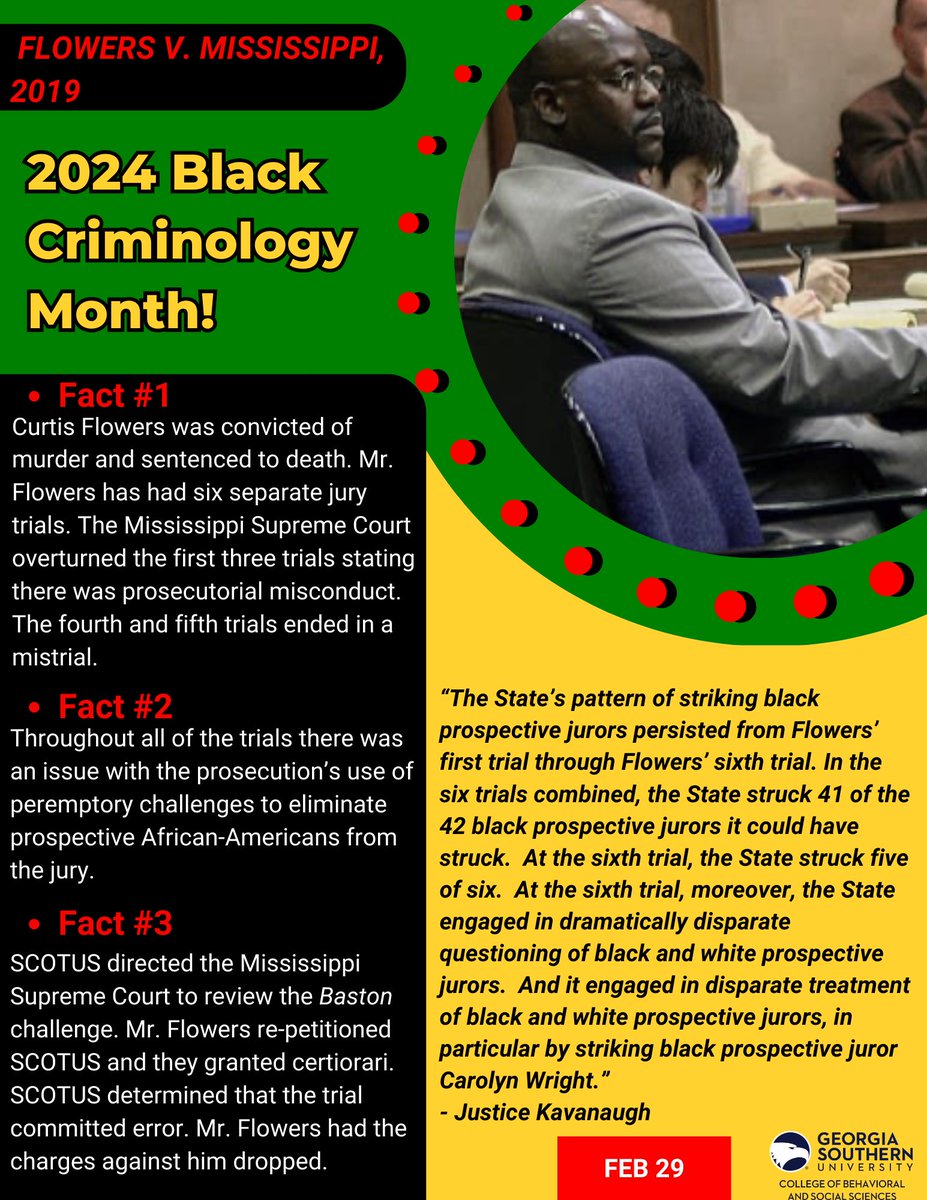 CriminalGs's tweet photo. Day 29!
#FlowersVMississippi #BlackHistoryMonth #CriminalJustice #Criminology https://t.co/N2og8bKh0s