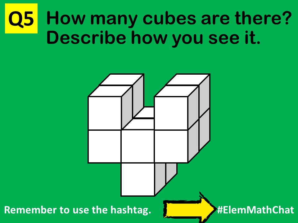 Q5 How many cubes are there? Describe how you see it. #ElemMathChat