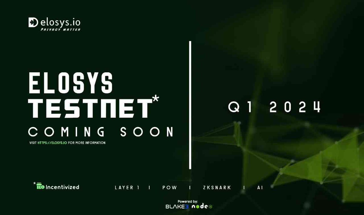 ELOSYS INCENTIVIZED TESTNET👨‍💻

📢 <a href="/ElosysIo/">Elosys</a> has officially announced their incentivized testnet!✌🏽 

It costs $0
<10 mins to complete 

Earn rewards in USDC/USDT/ETH🔥

Testnet launch scheduled for Q1, 2024 (You're very early)

A Short thread 🪡