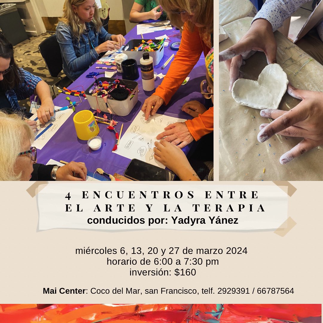 maicenter's tweet image. 4 encuentros entre el Arte y la terapia. 
Marzo es el mes para entrar a comprender de manera armoniosa y artística, que es lo que pasa con nuestras emociones. 

Informes al 66787564