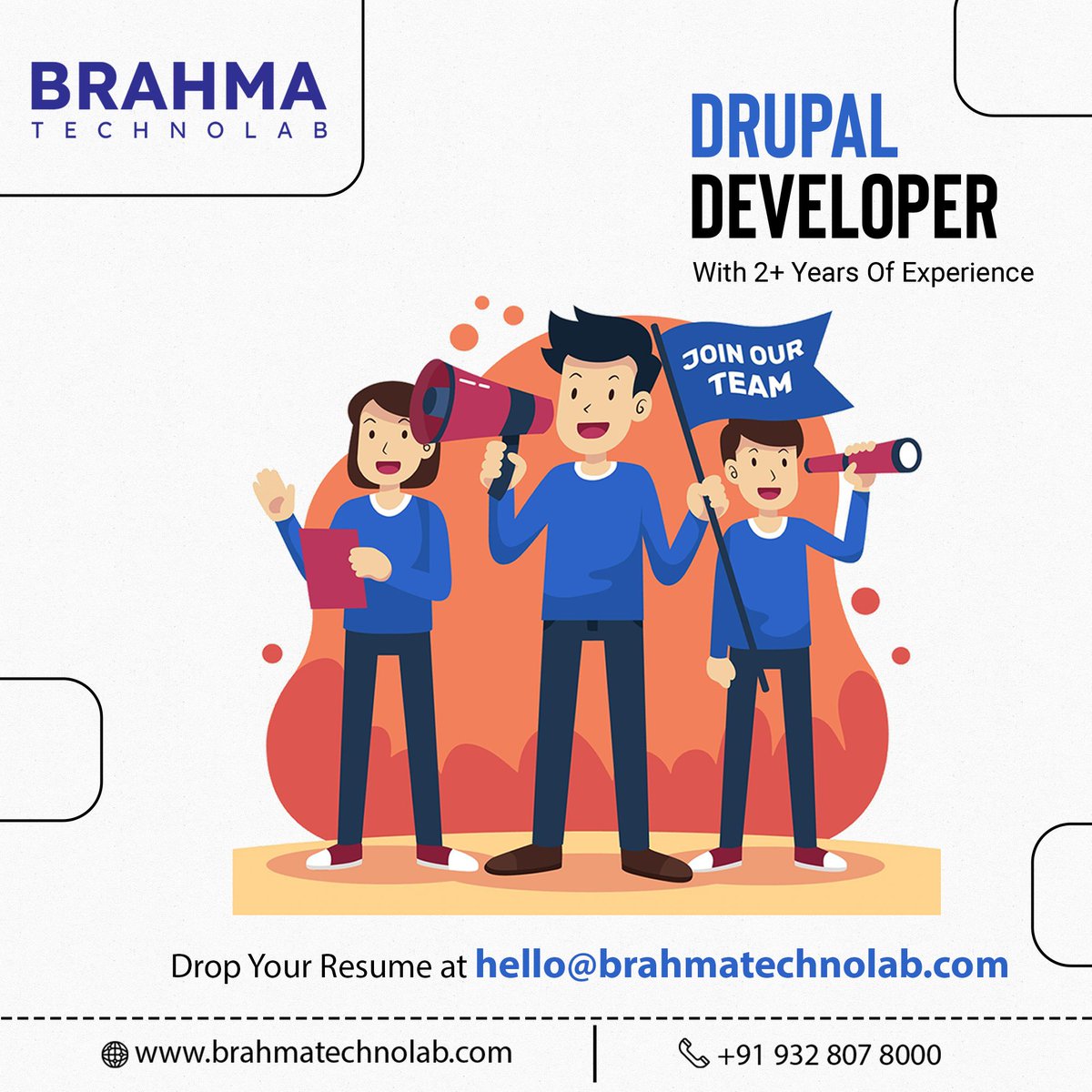 BrahmaTechnolab's tweet image. #brahmatechnolab #Hiring #drupaldeveloper #career #php #html #javascript #css #java #programming