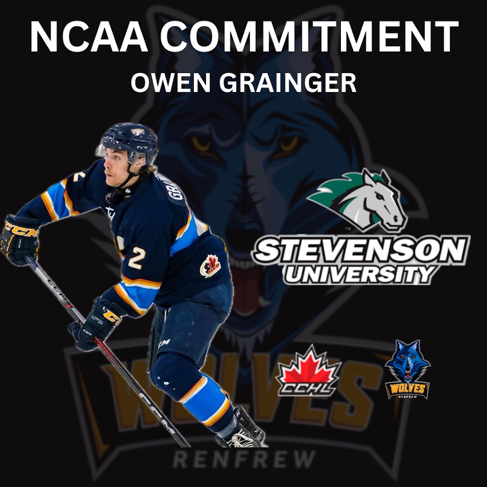 NCAA Commitment! 

The Wolves are happy to announce that Wolves  veteran stay at home defenceman Owen Grainger has made his decision after having many options. We couldn’t be more happier for him as his hard work and commitment to the program over 2 years has payed off <a href="/TheCCHL/">The CCHL</a>