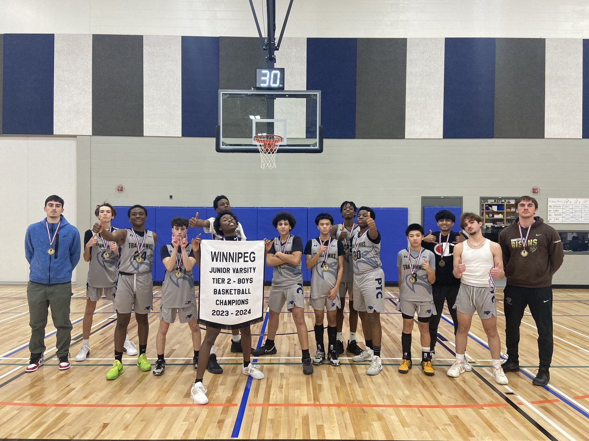 PTCollegiateWpg's tweet photo. #ptctrailhawks #ptcathletics #trailhawks we hosted the JV boys finals and won ๐ฅ Thanks @tecvocwpg for a great game. First year, first banner #wheretobe?PTC https://t.co/1cSkDk3zOG