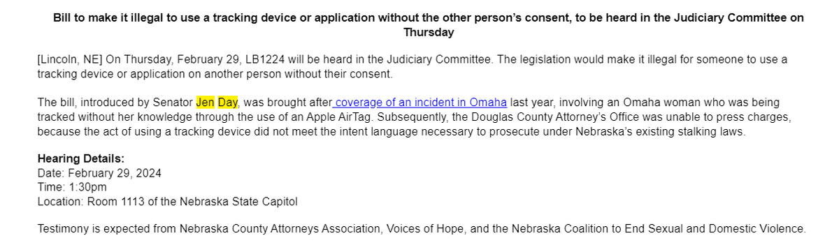 Journalists are change makers. We shine a light in the dark. I'm proud to be one of two examples of KETV's work doing just that in the Nebraska Legislature this session.

This email landed in our inbox yesterday-- here's the coverage Day mentions:
ketv.com/article/i-felt…