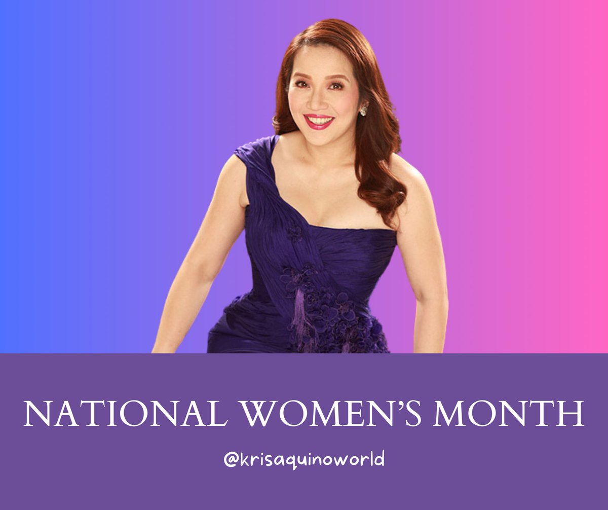 Happy National Women's Month! 💜

The Kris Aquino World supports and appreciates the efforts of every woman who greatly contributed to the society, breaking barriers, fostering progress, and championing equality this #NationalWomensMonth with the theme “Lipunang Patas sa Bagong…