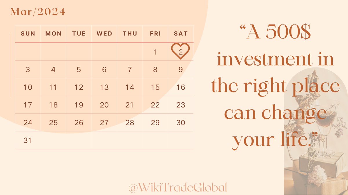 🦩 'A 500$ investment in the right place can change your life.'

#WikiTrade #forex #forextrading #tradingforex #mt4 #metatrader4 #mt4trading #demoaccount #demotrading  #tradingapp #tradingplatform #tradingmarket #forextips #financialquotes #smarttrading #financialtools