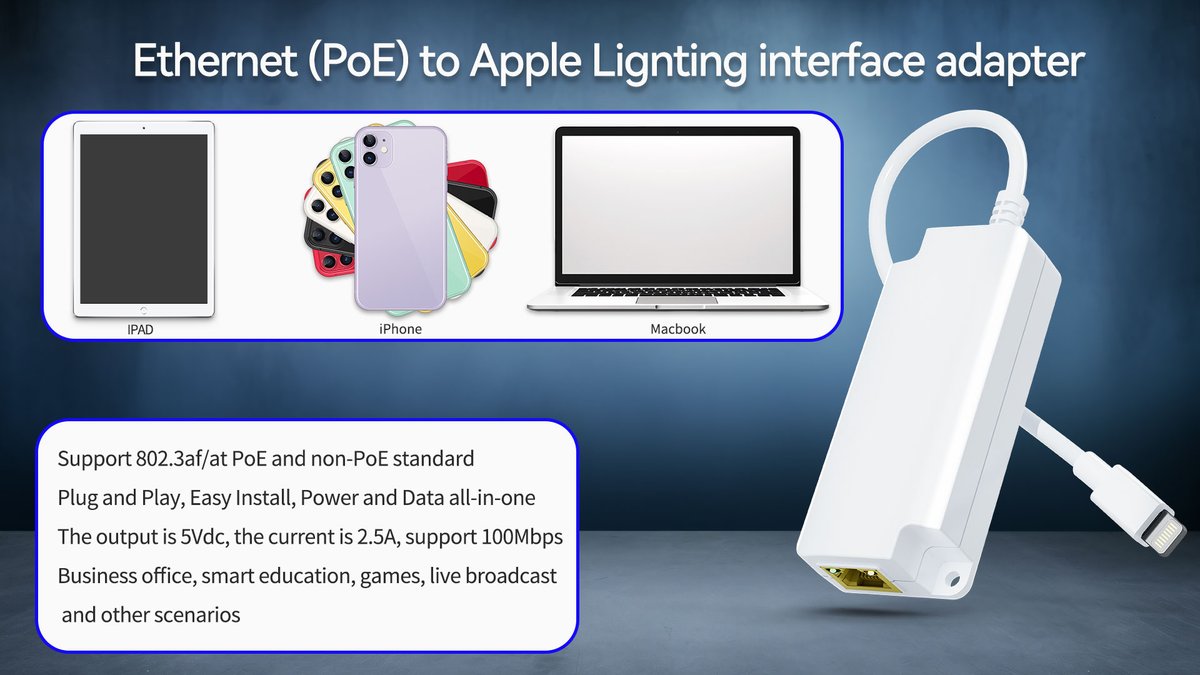 poesystem's tweet image. Is USB-C better than PoE Lightning Adapter 5V Charger Ethernet 802.3af?

Introducing the PROCET PTAP-AF PoE Lightning Adapter 5V Charger Ethernet 802.3af! 

Shop here：procetpoe.com/splitter/ptap-…
reurl.cc/kr2y6n
Contact Us:sales@procetpoe.com

#procet #poeinjector #poe