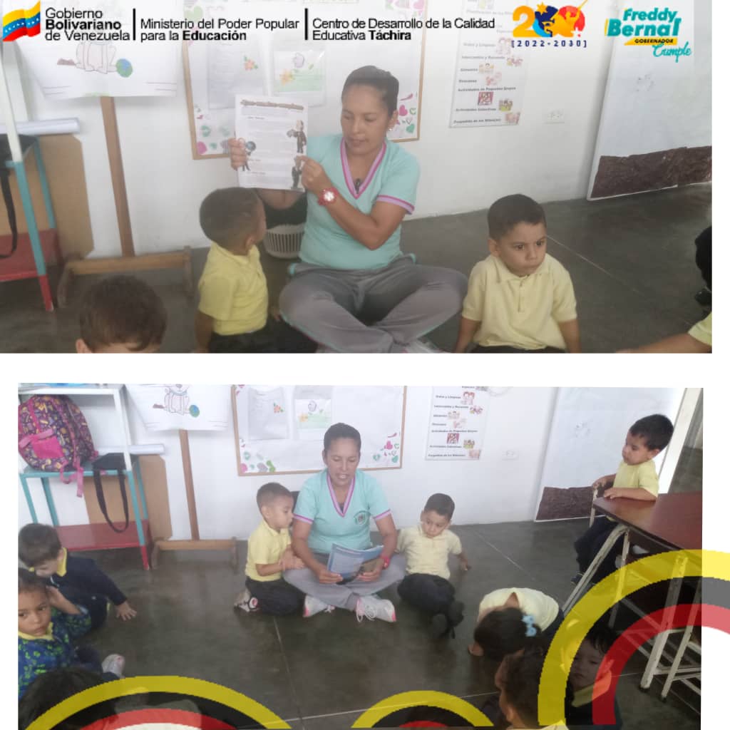 28/2/2024. CEIS. Santa Rita. Actividad. Efeméride: Fallecimientos de Simón Rodríguez (1854). Las docentes del grupo "A" les muestran y hablan a los niños y niñas de la Revista Tricolor la vida y Obra de quien en vida fue el Maestro de Simón Bolívar. Estado Táchira Municipio Miche