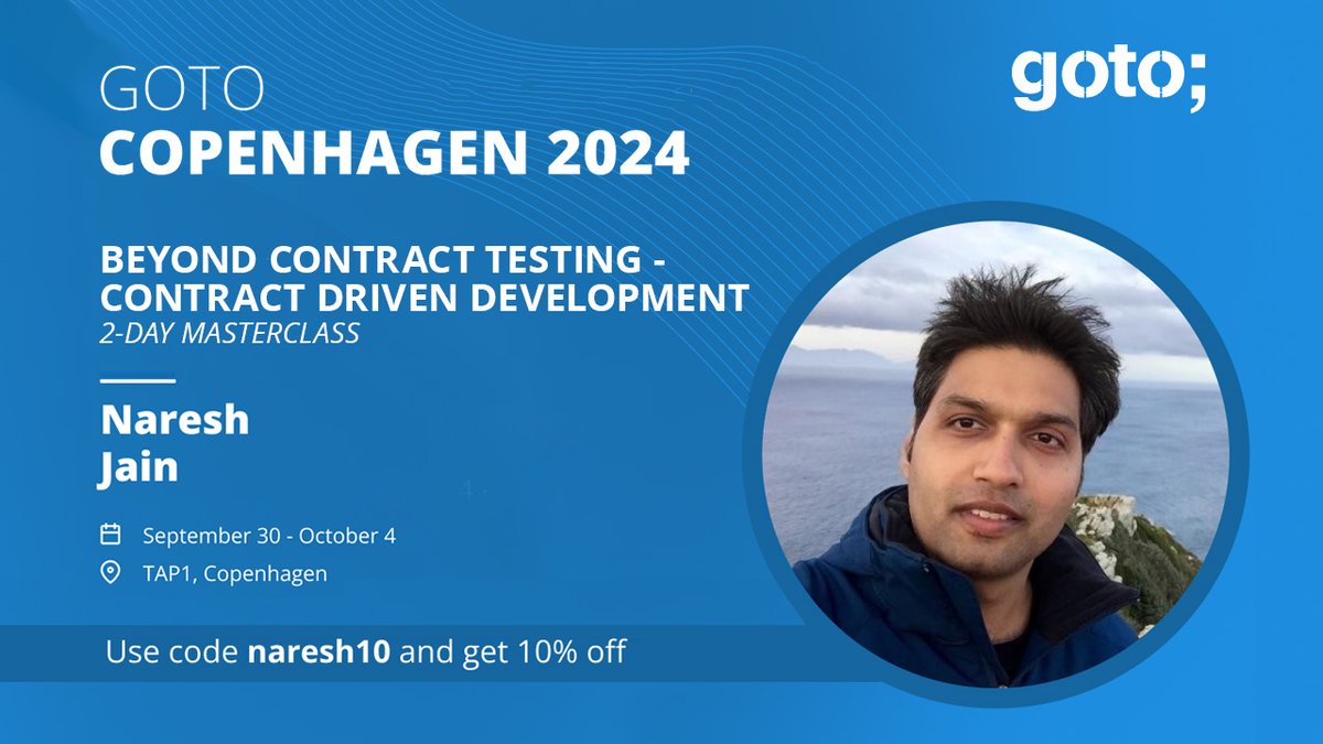 Join @nashjain at @GOTOcon from Sep 30-Oct 1 for a masterclass on #ContractDrivenDevelopment. Learn how to use #OpenAPI specs as executable contracts for parallel development & quicker time to market! Register here: gotocph.com/2024/mastercla…  #GOTOcph #CDD #Microservices #Specmatic