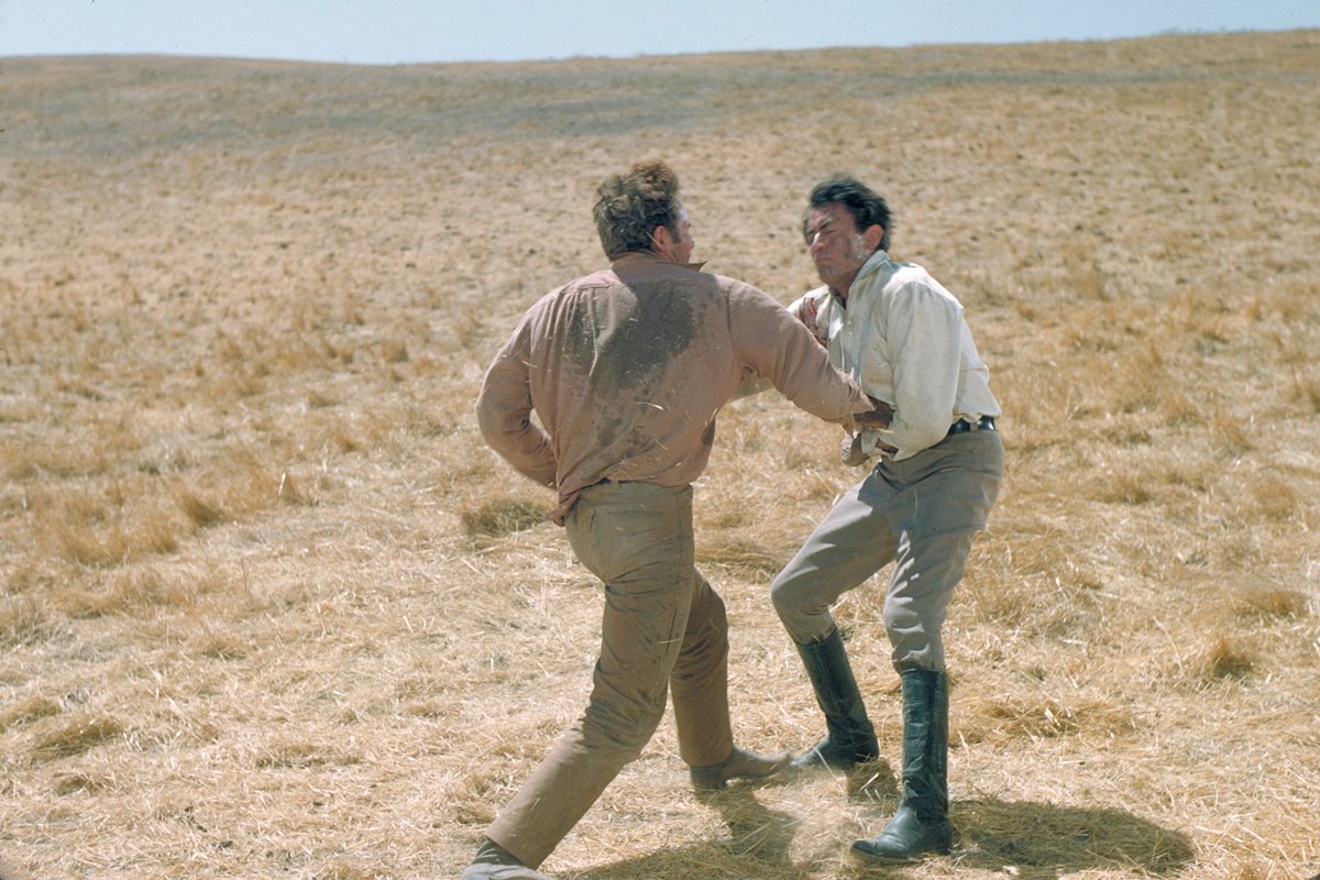 FrankTracy's tweet image. There's something ridiculous, but cathartic, about long, long movie fight scenes where they aren't actually trying to kill each other, but just trying to get the other guy to give up. #TheQuietMan #TheBigCountry #TCMParty