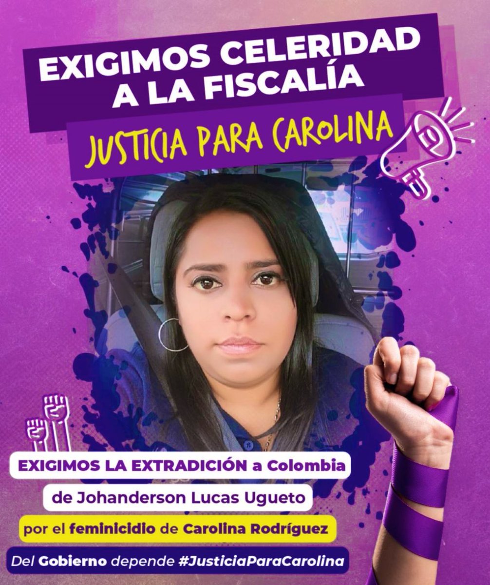 El feminicida de mi hermana fue capturado en Venezuela y esperamos la pronta acción de @FiscaliaCol @CancilleriaCol @IgualdadGob @MinjusticiaCo @osunanestor para que pueda haber #JusticiaParaCarolina Exigimos que se de su extradición a Colombia.
