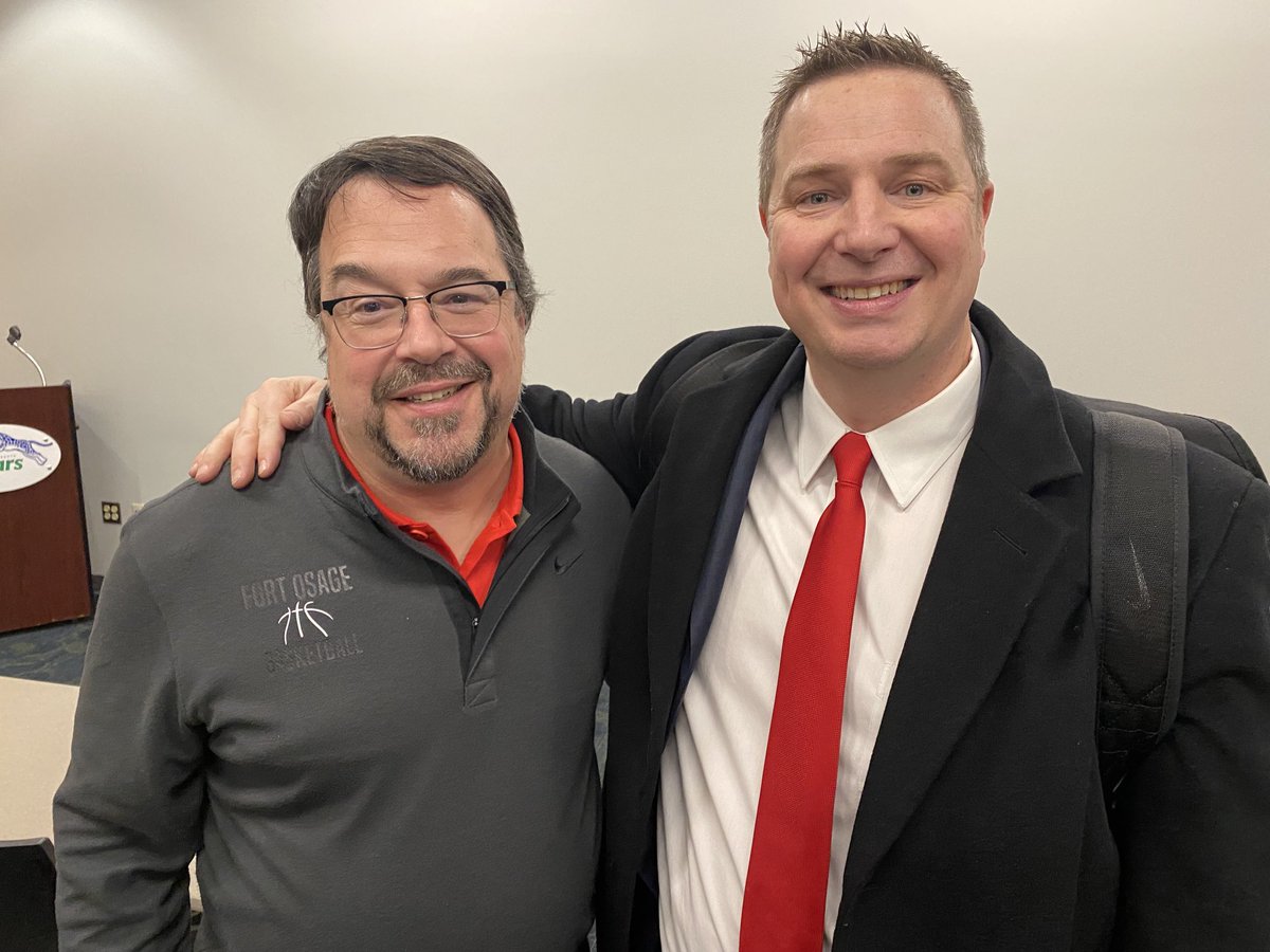 Two of the best men I know. Fort Osage assistant coach Shawn Stepp (left) and Josh Wilson have coached the Indians 18 years. Tonight they coached their last game together as Stepp is retiring.