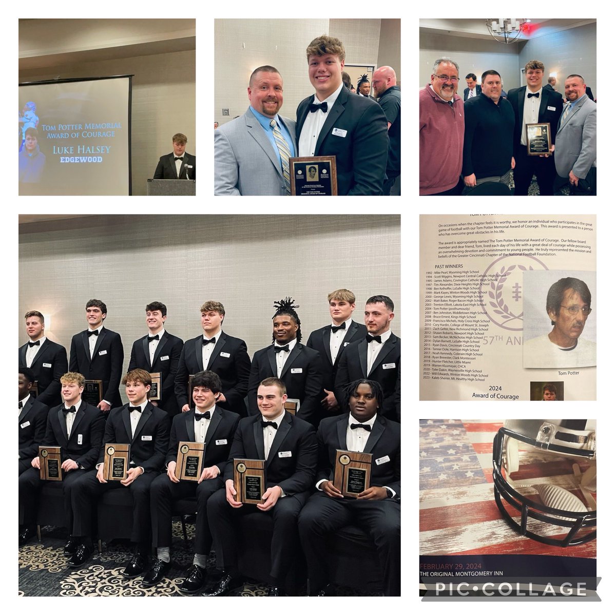 It was an absolute honor to award Luke Halsey with the Tom Potter National Football Foundation Courage Award tonight. Thank you to ⁦@nffcincy⁩ and ⁦@SWOFCAfootball⁩ for putting this banquet on each year. It’s truly an honor to be part of this. ⁦⁦@SWBLSPORTS⁩