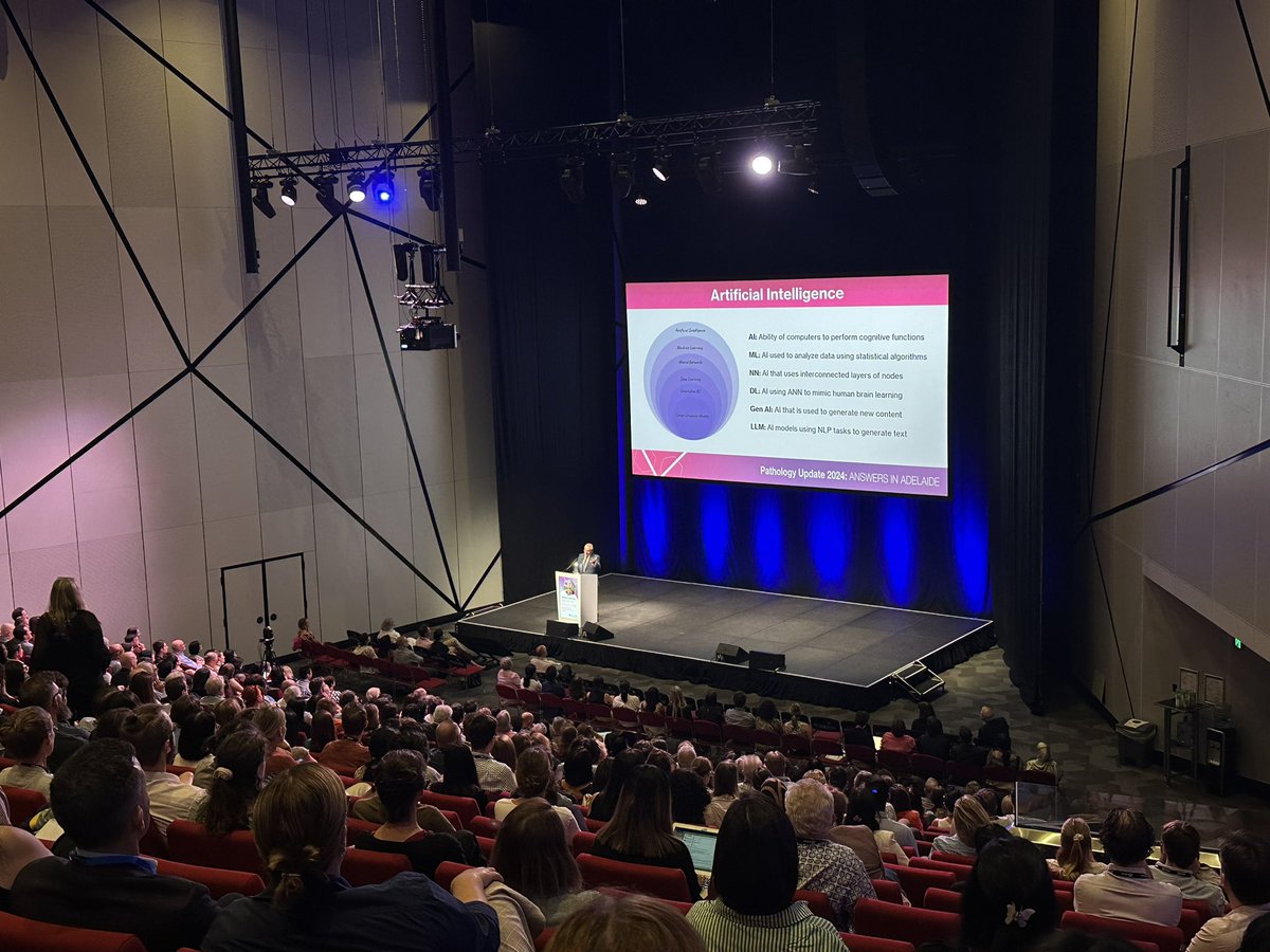 PathologyRCPA's tweet image. Our first plenary session for #PathUpdate2024. Esteemed international speaker Prof Liron Patanowitz @PathPro discusses the feasibility of using #AI for clinical practice in #pathology

#AnswersInAdelaide #DigitalPathology