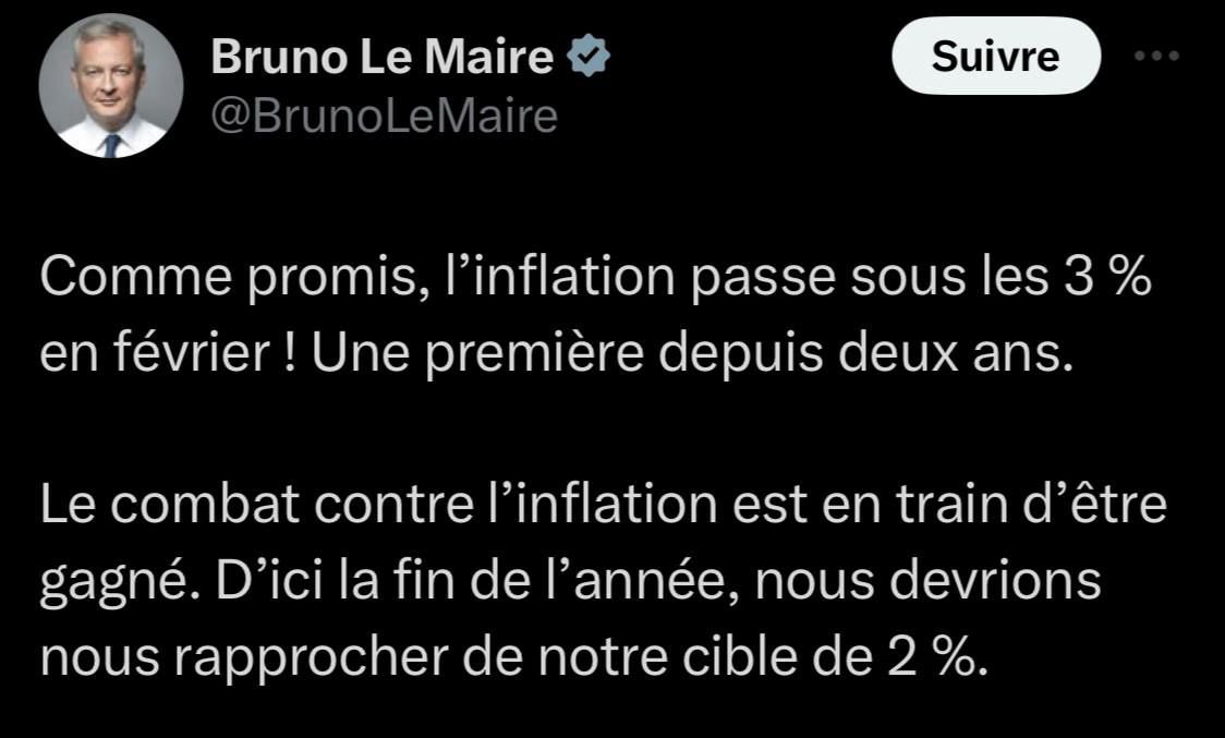 #BrunoLeMaire et sa baisse de l’augmentation.

Nul en maths, nul tout court.
#renflementbrun