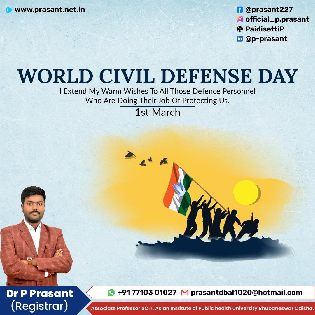 World Civil Defense Day

🚨 Ready, Set, Defend! Happy World Civil Defense Day to the unsung heroes keeping us safe. 🛡️ 
.
#WorldCivilDefenseDay #CivilDefense #Resilience #SafetyFirst #EmergencyPreparedness #BeReady #DisasterResponse #RiskReduction #CivilProtection
#Greetbuzz