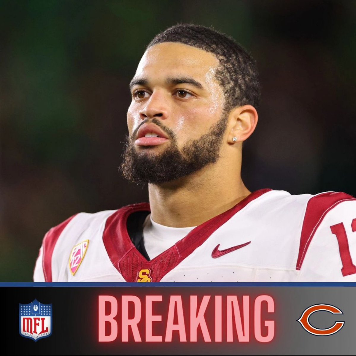 MLFootball's tweet image. BREAKING: USC QB Caleb Williams has DECLINED to medical examinations with teams at the Combine and did not sign off on having his medical records shared 
with all teams.

Williams is believed to be the first combine invitee ever to decline an examination, per CBS.