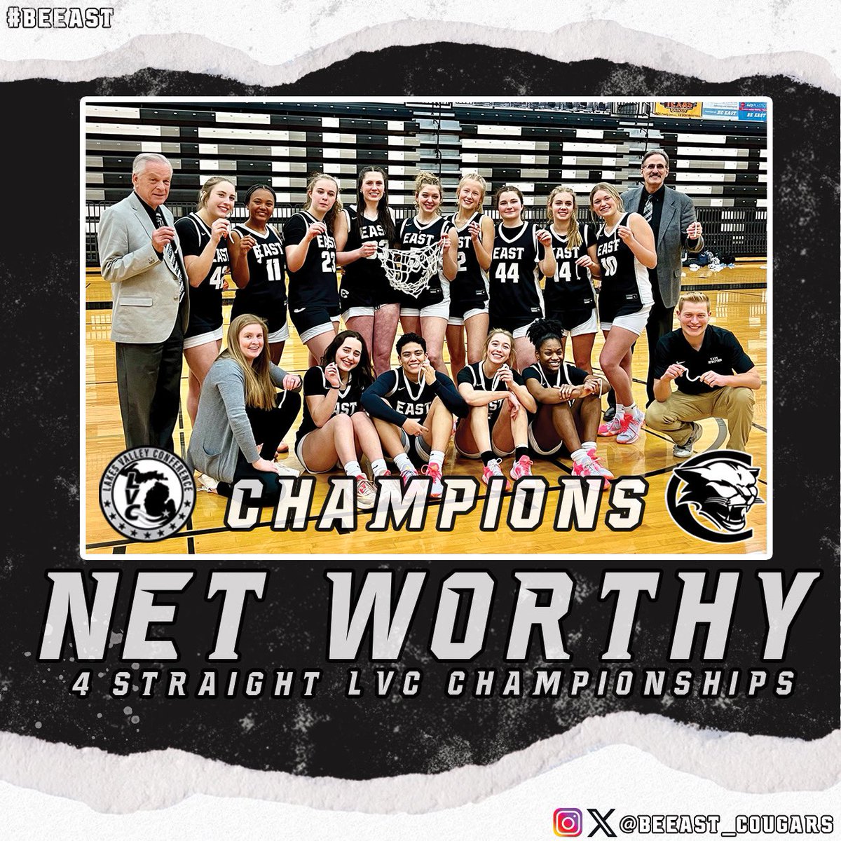 South Lyon East Athletic Department (@beeast_cougars) on Twitter photo LVC CHAMPS | With the win against Kettering tonight, <a href="/BeEast_GirlsBB/">South Lyon East Girls Basketball</a> has earned a share of the <a href="/LakesVC/">Lakes Valley Conf.</a> title! This will be the 4th straight title for the Lady Cougs! Be sure to check them out at Salem next Wednesday for Districts! #BeEAST LVC CHAMPS | With the win against Kettering tonight, <a href="/BeEast_GirlsBB/">South Lyon East Girls Basketball</a> has earned a share of the <a href="/LakesVC/">Lakes Valley Conf.</a> title! This will be the 4th straight title for the Lady Cougs! Be sure to check them out at Salem next Wednesday for Districts! #BeEAST