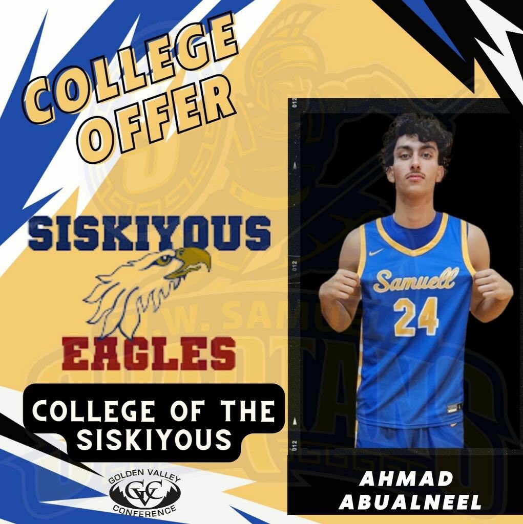 Ahmad Abualneel (@ahmadneel1) on Twitter photo Blessed to receive an offer from siskiyous! <a href="/samuellhoops/">Samuell HS Boys Basketball</a> <a href="/Coach_JFrank/">Jordan Franklin</a> <a href="/coachheath14/">Siskiyous Basketball</a> Blessed to receive an offer from siskiyous! <a href="/samuellhoops/">Samuell HS Boys Basketball</a> <a href="/Coach_JFrank/">Jordan Franklin</a> <a href="/coachheath14/">Siskiyous Basketball</a>