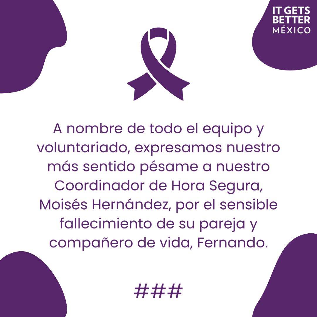 ItGetsBetterMx's tweet photo. Como personas LGBTQ+, nuestra familia elegida es una red de apoyo vital que nos acompaña siempre.
Para nuestro equipo esto signfica ser esa roca fuerte que nos impulsa en nuestra labor en pro de las juventudes queer. Te acompañamos hoy y siempre, @MoisesHdezC. 💜 https://t.co/YdvahIzXgy
