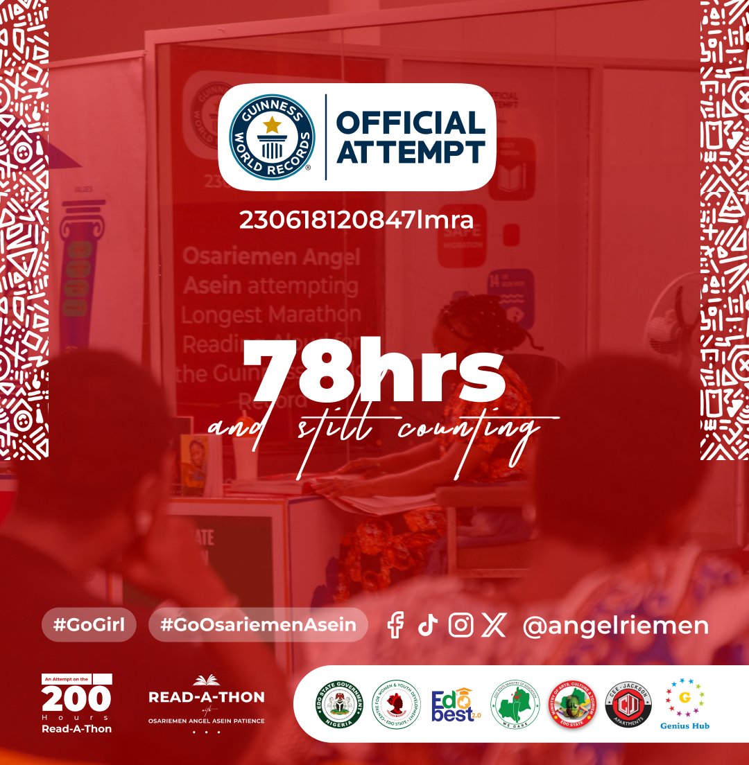 AngelRiemen's tweet photo. Here we are, 78 hours and still counting.
Happy New Month Once again.
#angelriemen #angelriemengwr #angelriemenreadathon #angelreads #March #HNM https://t.co/sQm9OiVVwL