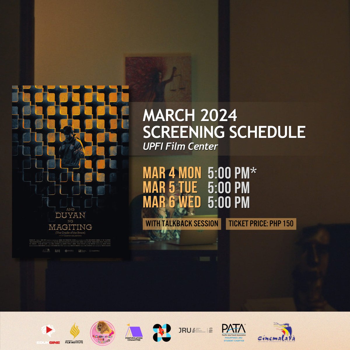 The award-winning Cinemalaya 2023 film “Ang Duyan ng Magiting” directed by Dustine Celestino returns to the UP Film Institute Film Center and will be shown on March 4–6 at 5 pm.

Tickets are available at the cinema entrance an hour before screen time.