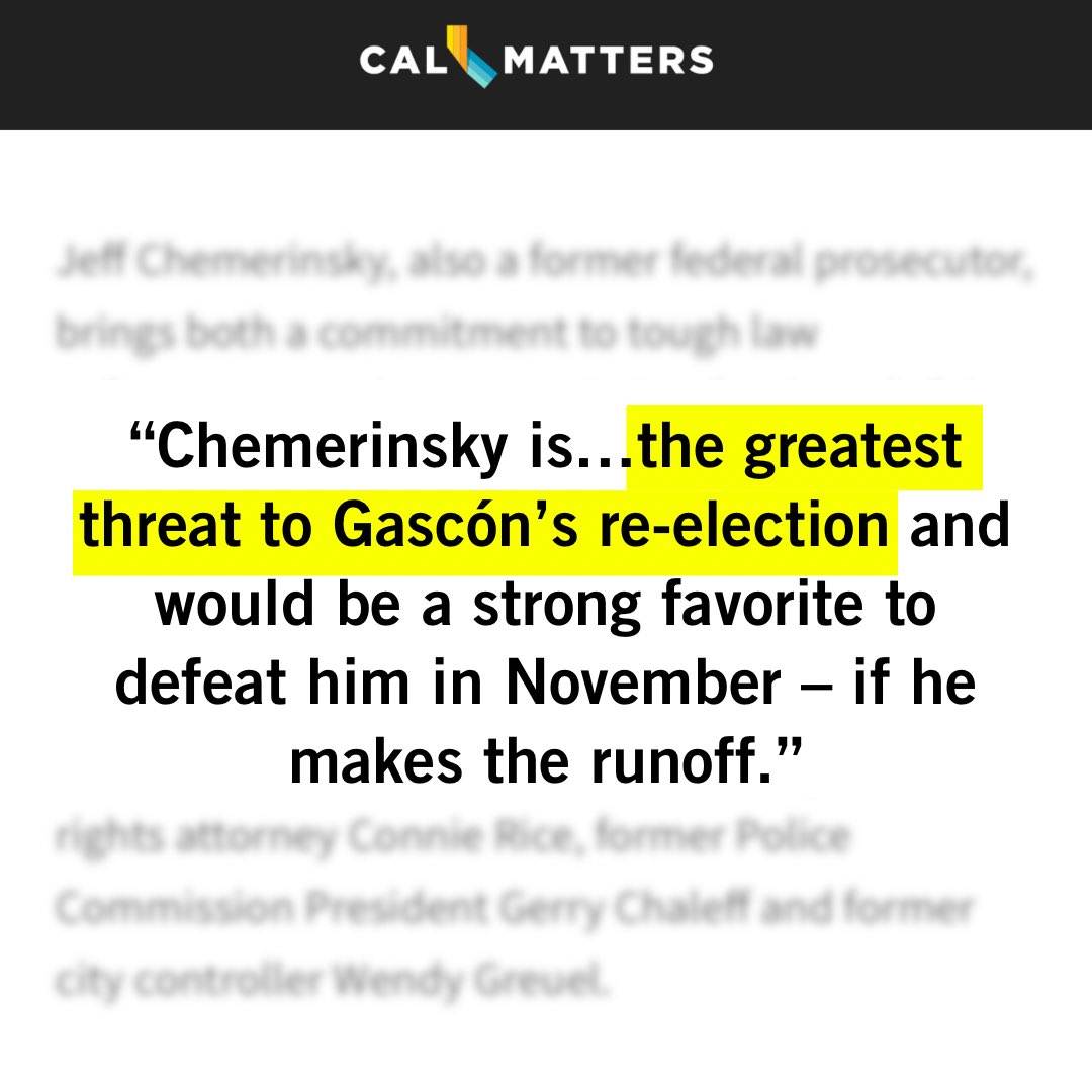 LA County voters have a clear choice about which District Attorney candidate represents our Democratic values, is a reformer, and would be the strongest in the general election. I am that candidate. 

Read Cal Matter’s latest analysis of the D.A. race here: