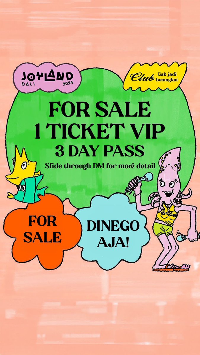 WTS!! 
Yok dibeli yok nego langsung lepas deh nih tiket VIP Joyland 3 day pass 🙏🏼

#joyland #joylandbali