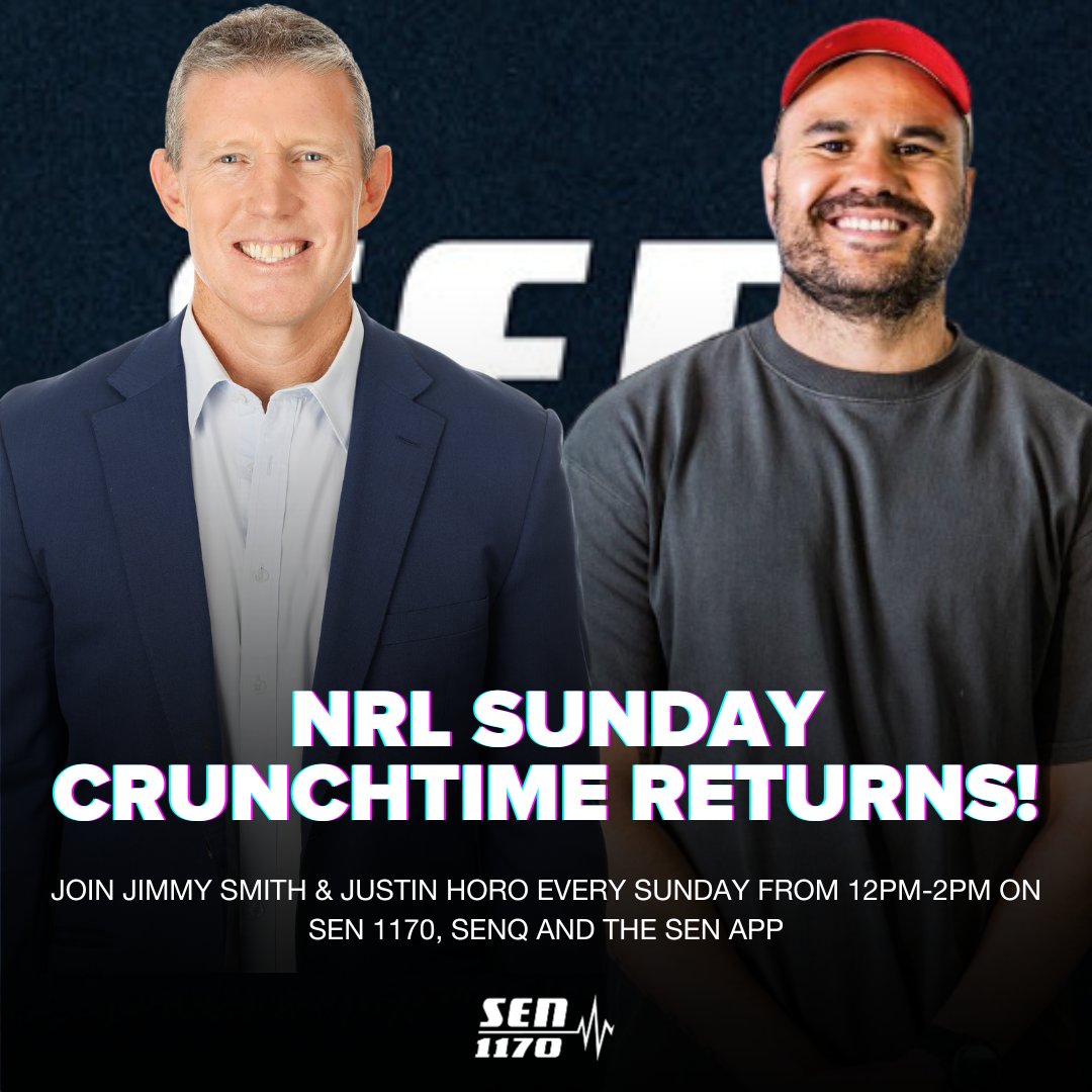 Crunchtime is back next week!

Join @ScottSattler13, Andrew McCullough and @proshenks  every Saturday from 12-2pm. Then on Sunday, it's over to @ThatJimmySmith and Justin Horo from 12-2pm!

#NRL