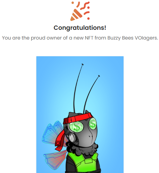 🐝I just minted a Buzzy Bees VOIagers @BuzzyBeenft on @Voi_Net 🐝Just in time for the #VOIGames tomorrow❣️ 🐝$VOI #VOI #Voiagers