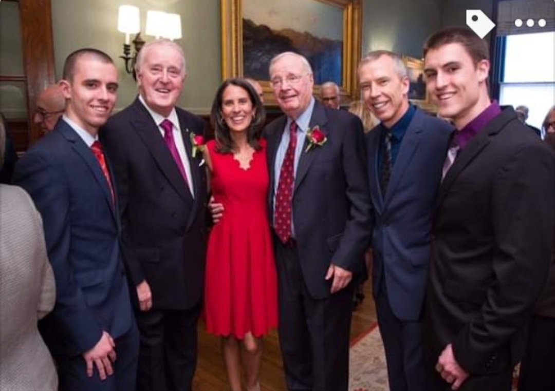 Our hearts are with the Mulroney family. We are deeply saddened to hear of our/Canada's 18th Prime Minister, Right Honourable Brian Mulroney's passing. Drew, Ari, Aden & I were honoured to have met him at the McGill Club, the night before Ari's graduation. Beyond special. RIP 🕊