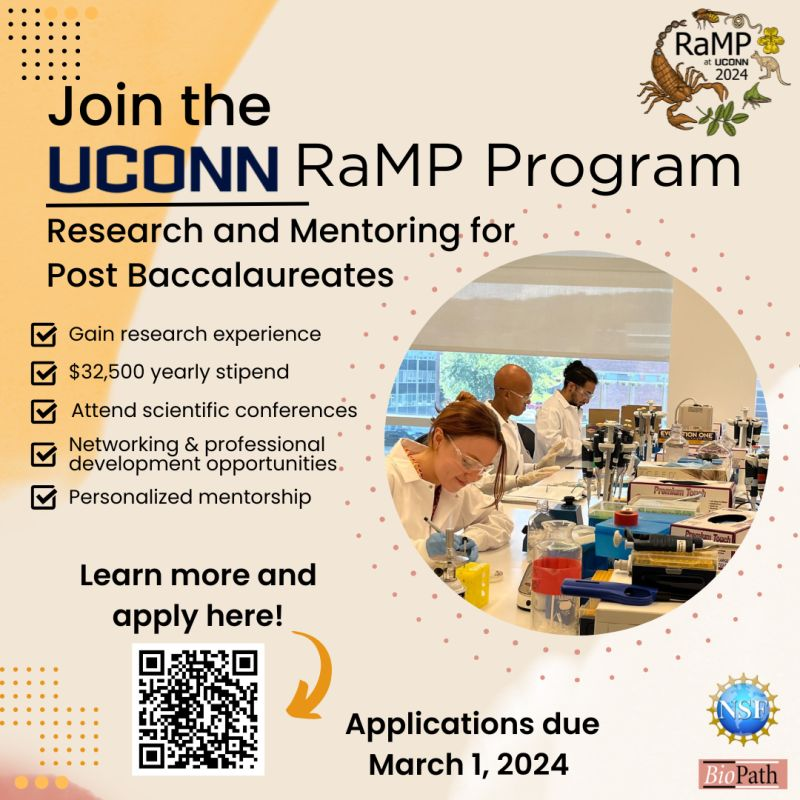 Applications for our genomic novelty #NSF funded RaMP program close tomorrow, March 1st! @UConnCLAS @UConnMCB @uconneeb genome-postbac.biology.clas.uconn.edu