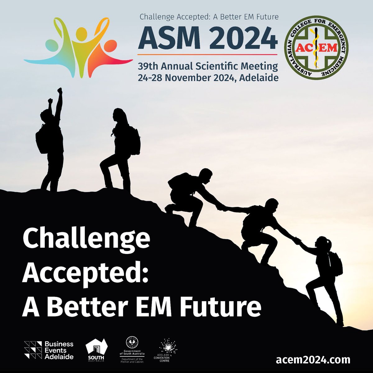 The ACEM Annual Scientific Meeting theme for 2024 is Challenge Accepted: A Better EM Future. Join us in Adelaide from 24 to 28 Nov. and listen to the latest research, collaborate with peers, and chart a course for a more resilient future in EM. acem2024.com #ACEM24