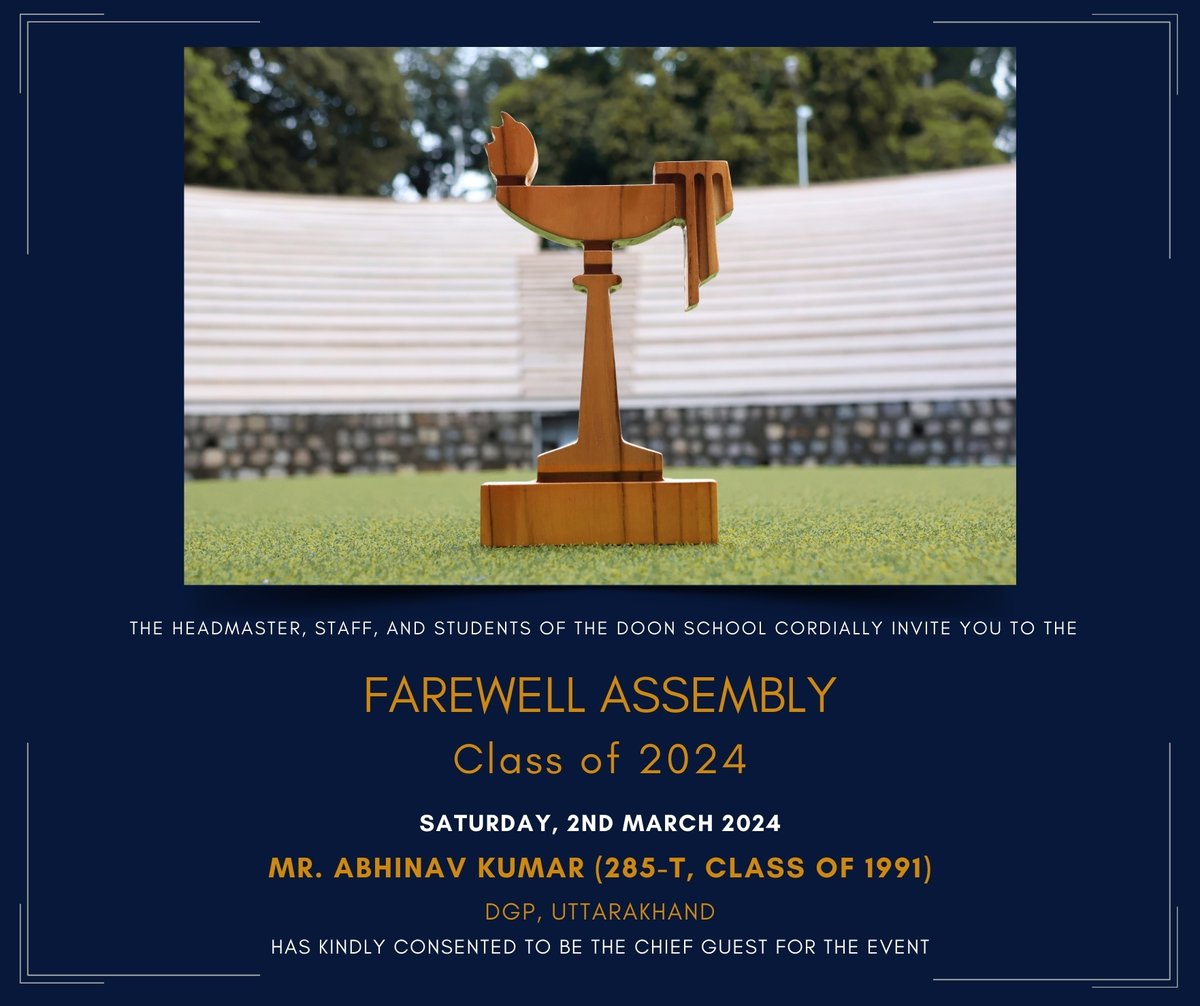 It's time for Auld Lang Syne. 
Farewell Assembly for the Class of 2024. 

#TheDoonSchool #FarewellAssembly #Classof2024