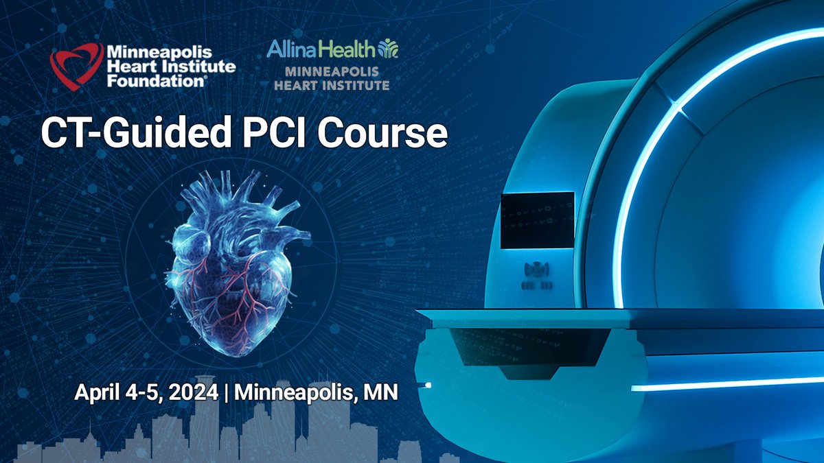 On behalf of the Minneapolis Heart Institute @MHIF_Heart course directors, we are excited to announce the 1st US course dedicated to CT-guided PCI! Thrilled to have Drs. Collet, Leipsic, Pinilla-Echeverri, & Khalique join us! bit.ly/49wucKO @JoaoLCavalcante @esbrilakis