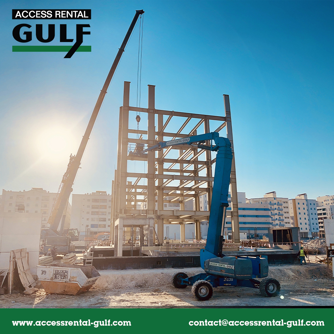 ARG005's tweet photo. Good morning, Sunshine! ☀️Check out our powerful GZ135 diesel boom lift in action at a steel job in Bahrain. Experience unmatched reliability for your elevated work needs. Contact us today for all your elevated work needs. #ARGHire #MachineSpotlight #GZ135 #DieselBooms #Boomlifts https://t.co/jm8BAgIxcJ