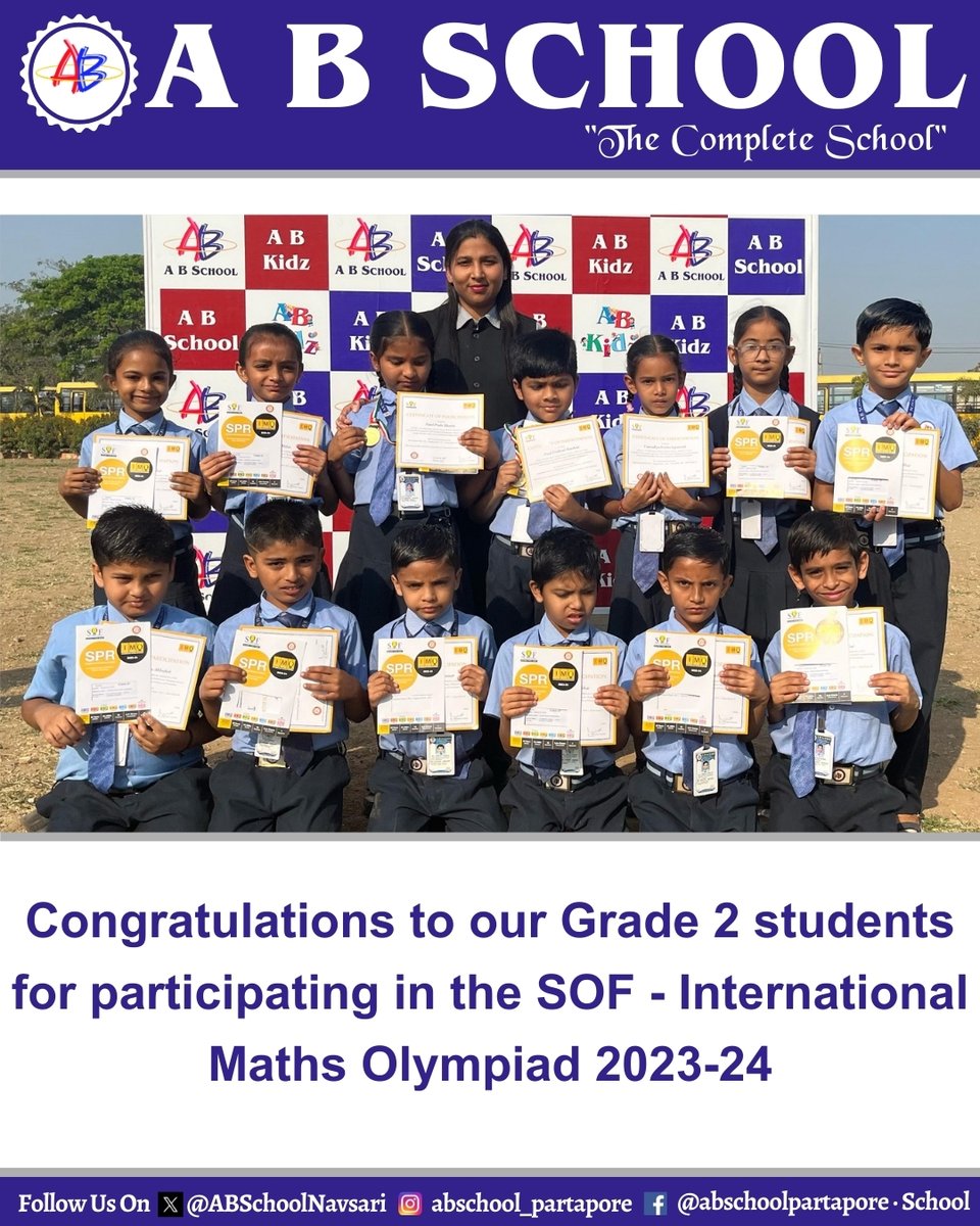 ABSchoolNavsari's tweet image. #SOFOlympiad #MathsChampions #GSEB #NationalMathsExcellence