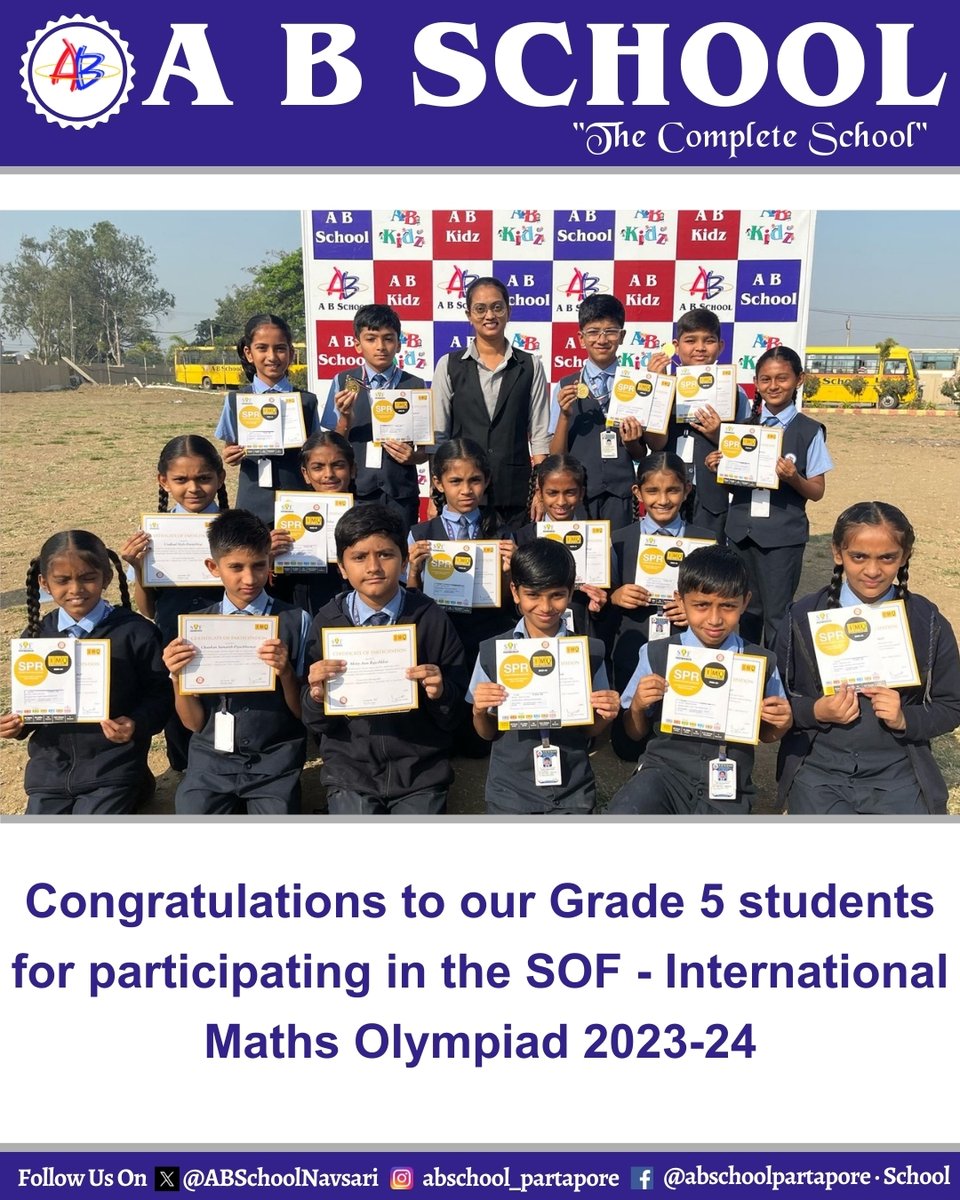 ABSchoolNavsari's tweet image. #SOFOlympiad #MathsChampions #GSEB #NationalMathsExcellence