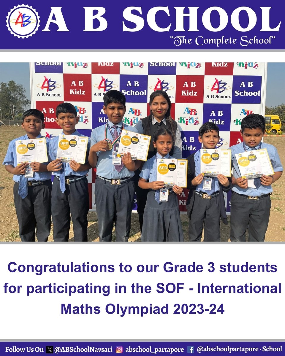 ABSchoolNavsari's tweet image. #SOFOlympiad #MathsChampions #GSEB #NationalMathsExcellence