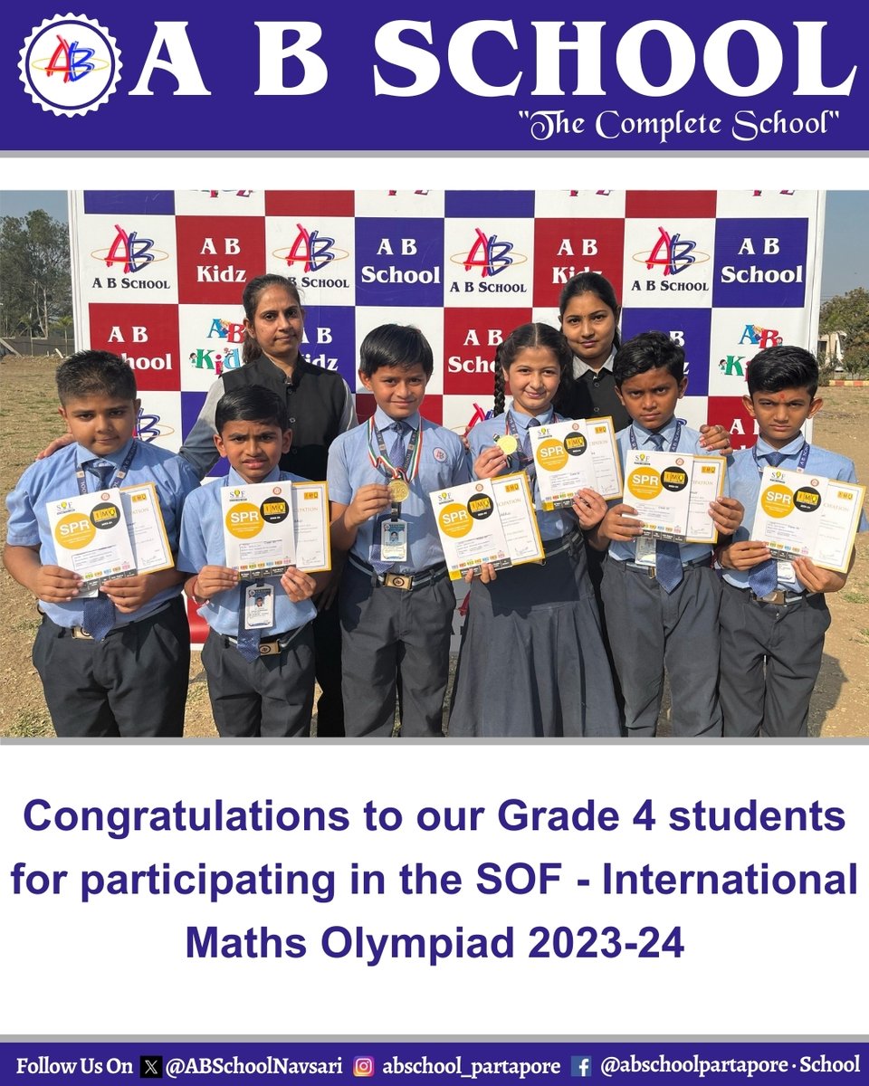 ABSchoolNavsari's tweet image. #SOFOlympiad #MathsChampions #GSEB #NationalMathsExcellence