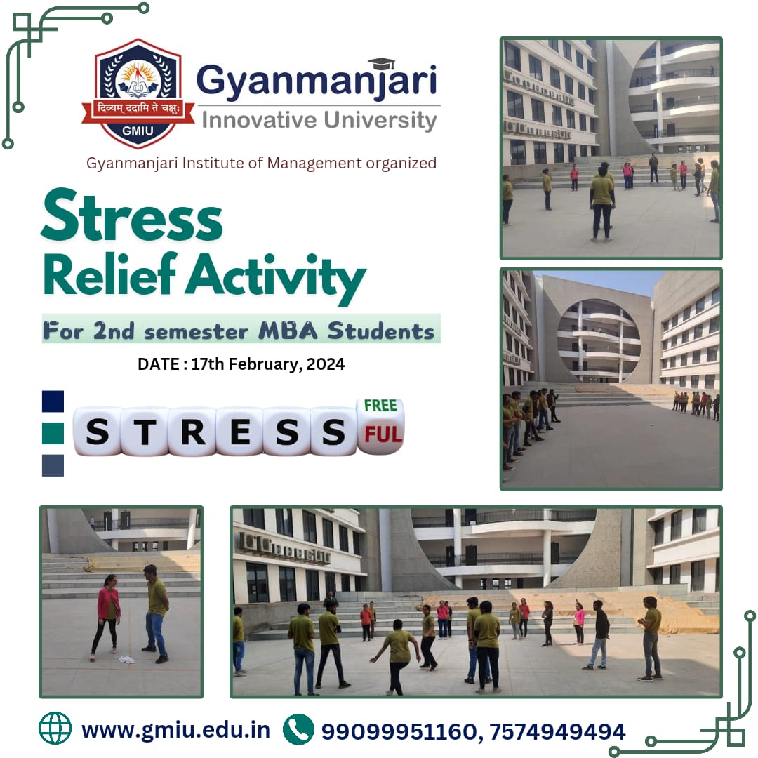 Department of management Organized Stress Relief Activity -GMIU 

#gyanmanjariinnovativeuniversity #GMIU #BBA #MBA #Management #BBA2023 #BBAprogram #BachelorofBusinessAdministration #BBAstudents #BBAgraduates #BBAcareer #bbasuccess