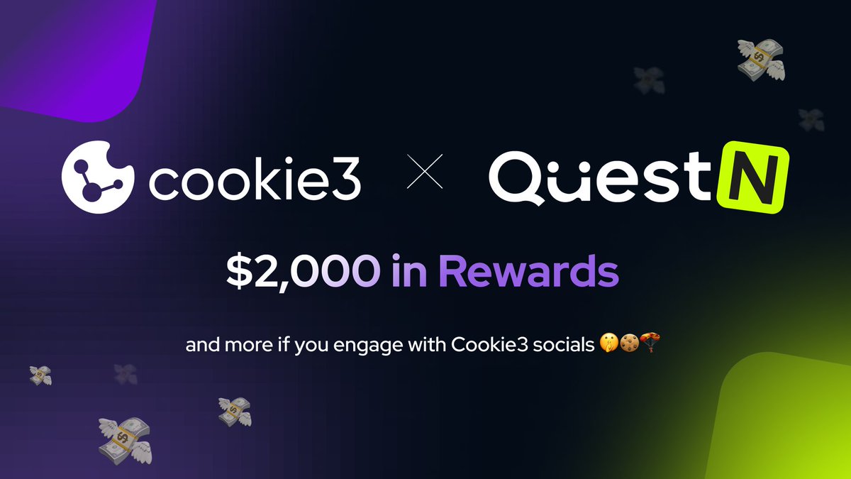 Meet Cookie3, find out about MarketingFi, and receive a share of $2,000 in rewards 🤑 The bakery is open, join our newest @QuestN_com quest here: bit.ly/questn-cookie3 Those who regularly participate in our quests will aggregate points to earn more tasty rewards 🪂🍪 So…