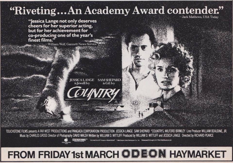 Thirty-nine years ago today, Country opened at the Odeon Haymarket... #Country #film #films #1980s #RichardPearce #JessicaLange #SamShepard