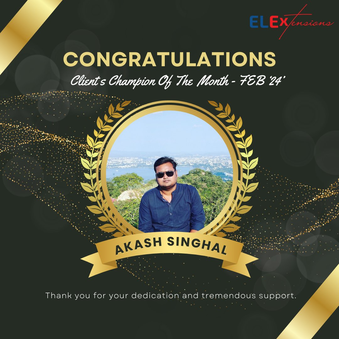 elextensions01's tweet image. Cheers to the Clients Champion!!🌟 

We&apos;re raising the bar.

Client satisfaction is our #1 priority, and Mr Akash embodies that perfectly!

Congrats on 12 amazing reviews in February! - a true testament to his skills!

#ClientFirstApproach #customerexcellence #elextensionstars