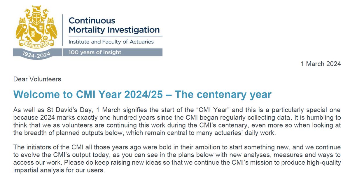 Today is the start of the CMI's 100th year! #actuaries actuaries.org.uk/learn-and-deve…