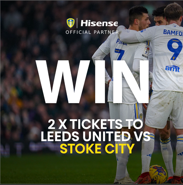 GIVEAWAY! We've got X2 tickets for the @LUFC Vs Stoke City game on 5th March! To enter: 🩷 Like this post 👉Follow Hisense UK 🏷️Tag who you'd bring and add #Tech 🔵Retweet/ requote this post for an extra entry! T&Cs: bit.ly/48wfdiJ #Quality