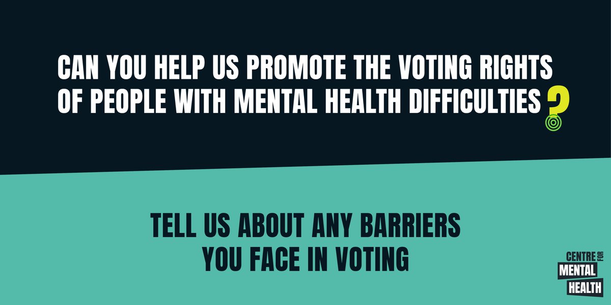 Could you help us? If you've experienced a mental health difficulty, we want to hear from you 🗣️ Could you tell us about your experiences of voting & any barriers you've faced? (You'll be entered into a £100 prize draw as a thank you) 👉 surveymonkey.com/r/CZB7GYX
