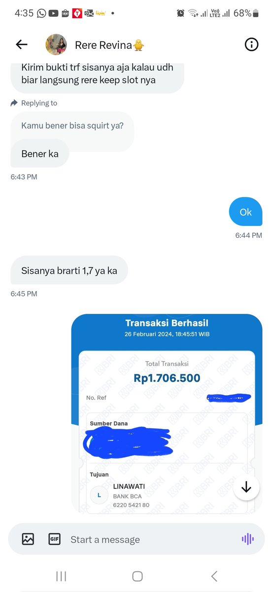 John99240567's tweet photo. Hati-hati dengan akun @revinare8 @backuprere1 tidak amanah. Singkat cerita deal full payment 1.8 tp hari H tidak bisa saya minta refund sampai skrg 4 hari belum juga. Tolong bantu ya https://t.co/ArQYLOnU6L