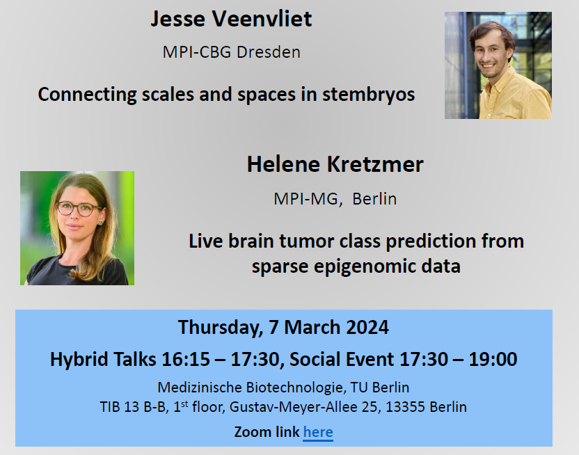 Visit Berlin Stem Cell Club on 7.3. at 16:15 with Jesse Veenvliet @jvveenvliet @mpicbg and Helene Kretzmer @helenekretzmer from MPI Molecular Genetics. Join online & on-site! Link bit.ly/GSCN-BSCC. @maxplanckpress @TUBerlin @ChariteBerlin @berlinnovation #BSCC #stemcells