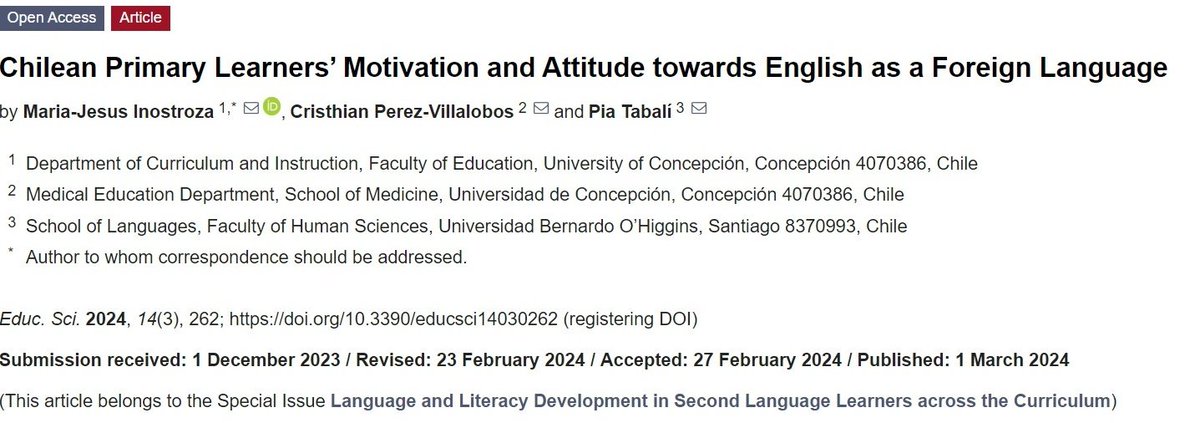 Article out as part of the #ANID FONDECYT 11220576 mdpi.com/journal/educat…